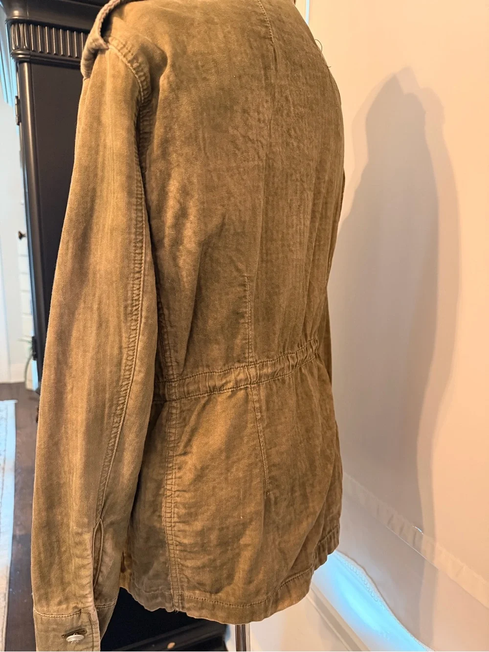 Free People Olive Brown Utility Jacket with Button Front